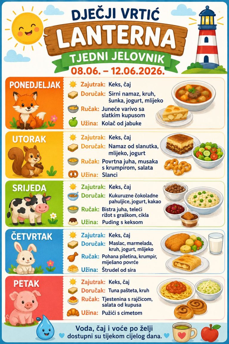Tjedni jelovnik 08.06. – 12.06.2026.