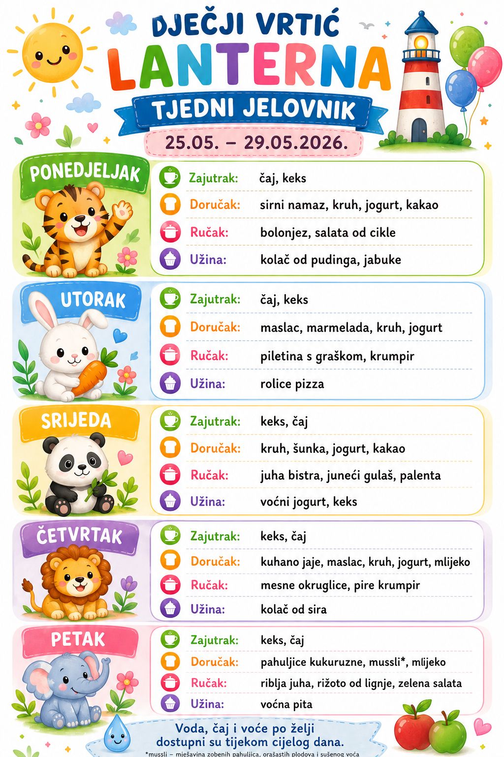 Tjedni jelovnik 25.05. – 29.05. 2026.