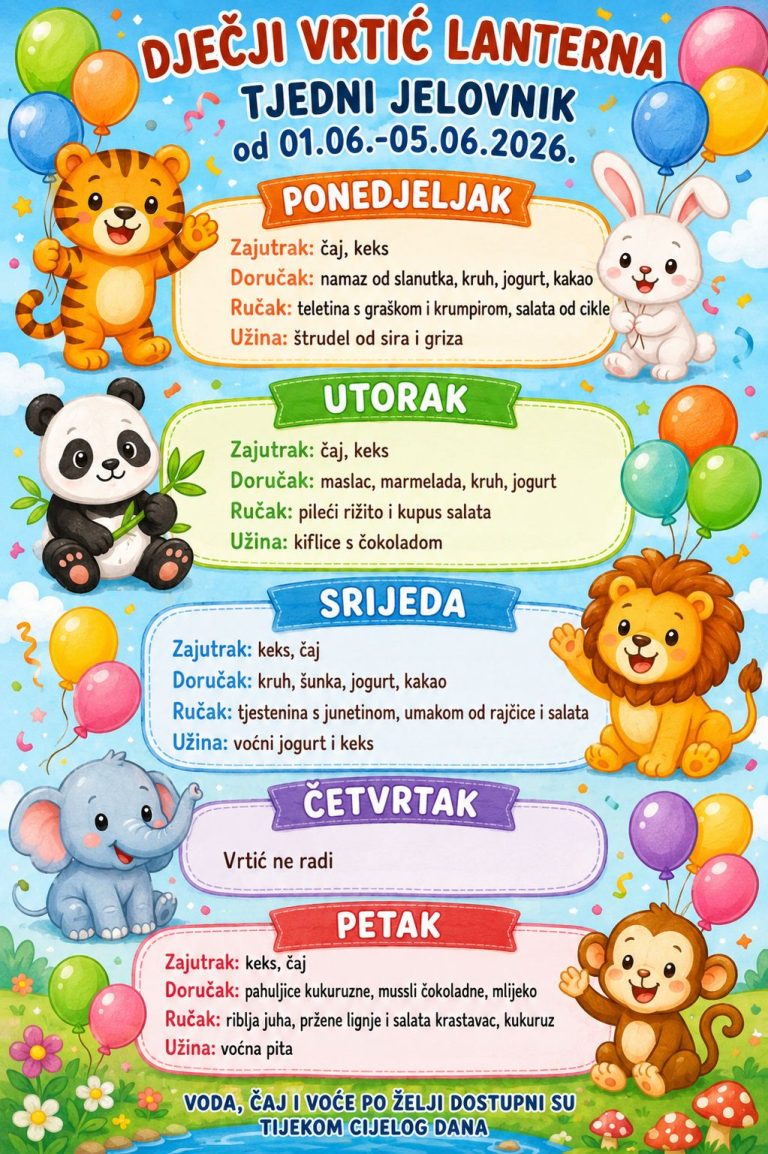 Tjedni jelovnik 01.06. – 05.06. 2026.
