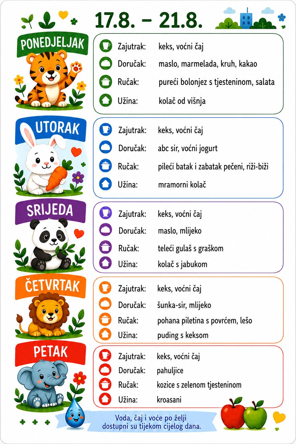 Tjedni jelovnik 17.08. – 21.08.2026