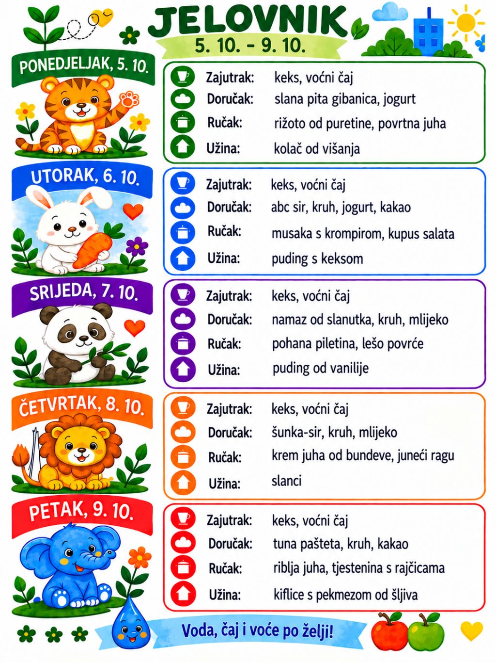 Tjedni jelovnik 05.10. – 09.10.2026.